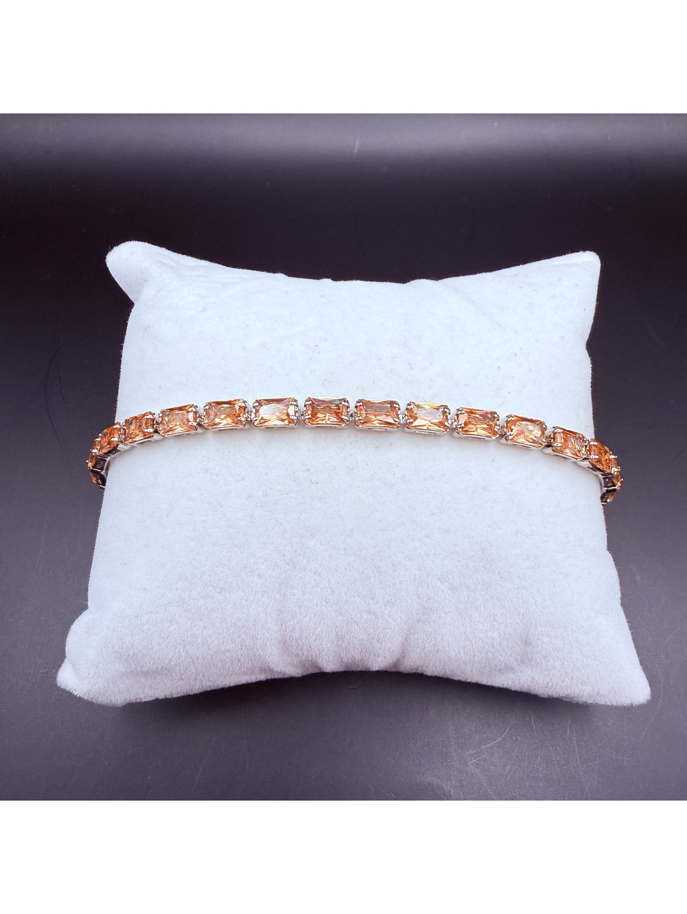 candy+clover whiskey baguette crystal silver tone tennis bracelet